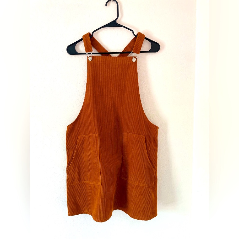 Corduroy Burnt Orange Overall Dress